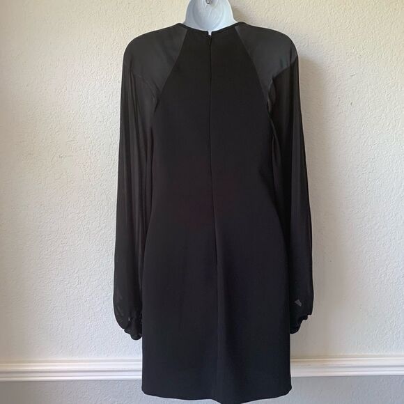 ROBERT RODRIGUEZ BLACK LOW V SHEER SLEEVE DRESS - Picture 5 of 7